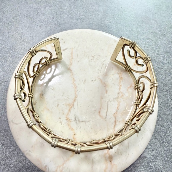 Vintage Krementz Gold Filled Open Heart Wide Cuff Bracelet with Scrollwork - Picture 2 of 5